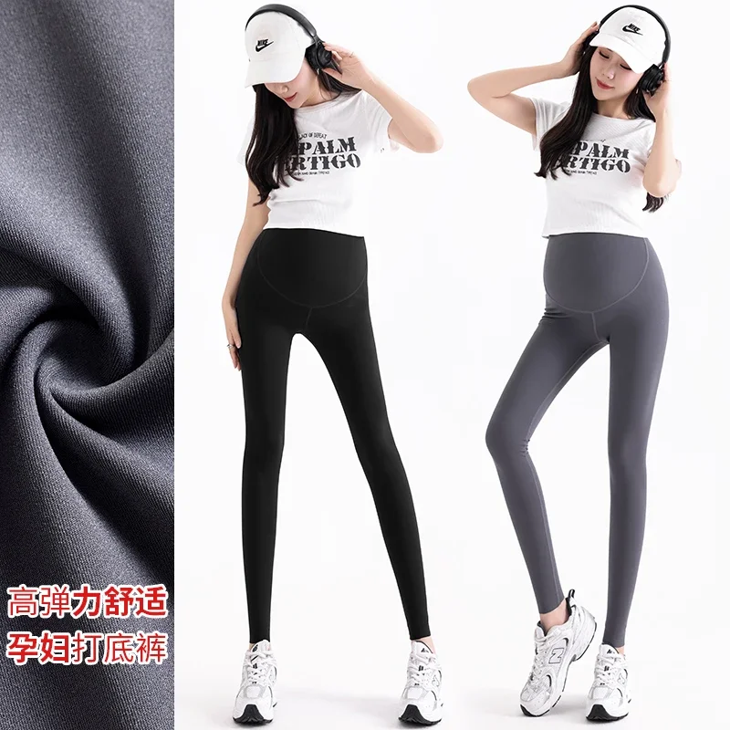 Spring Summer Nylon Cropped Yoga Pants for Maternity High Waist Support Pencil Legging for Pregnant Women Y2k Youth Pregnancy