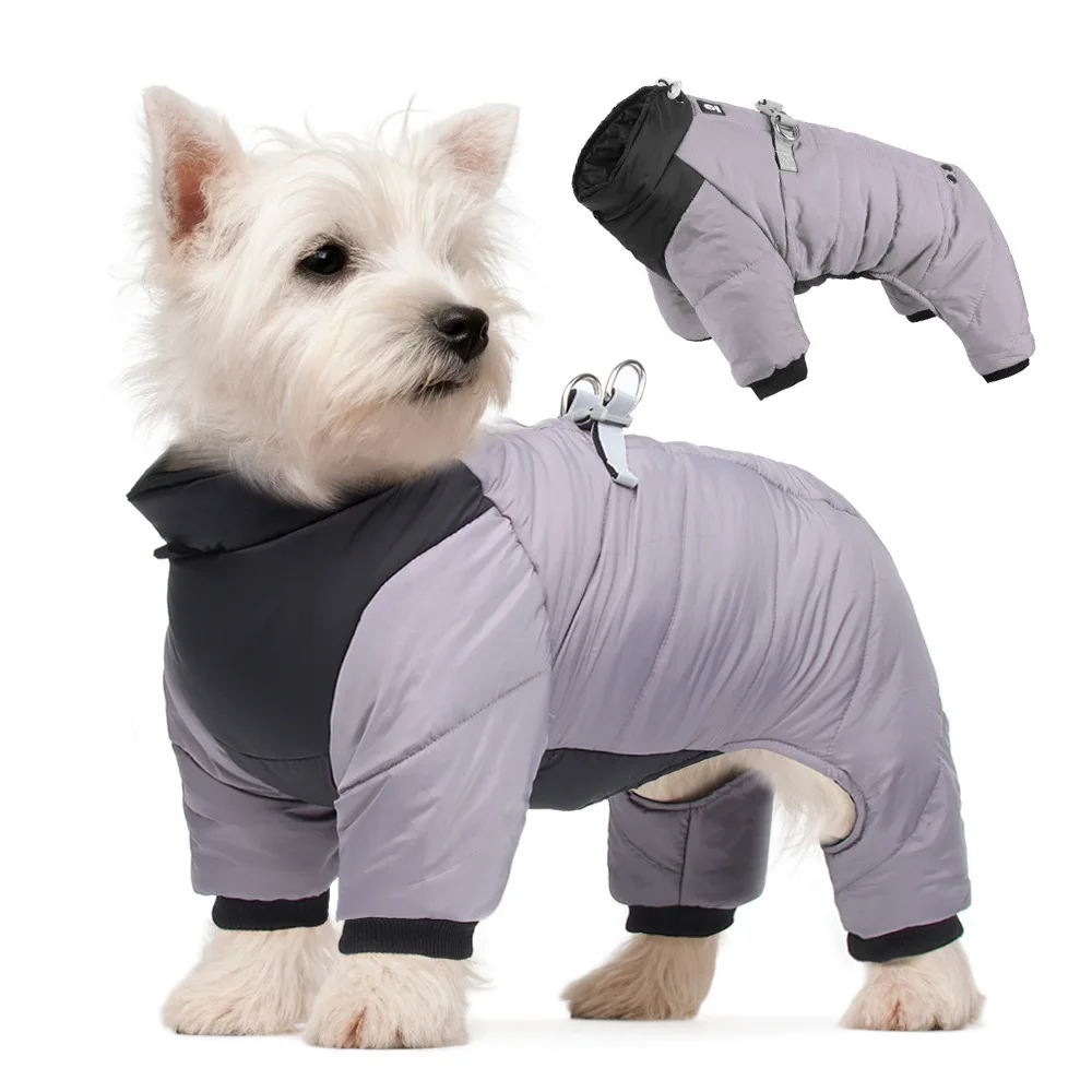 

Autumn Winter Pet Dog Waterproof Warm Coat Cotton Hooded Jacket The Dog Face Small Dogs Cat Reflective Pet Clothes Winter Coat