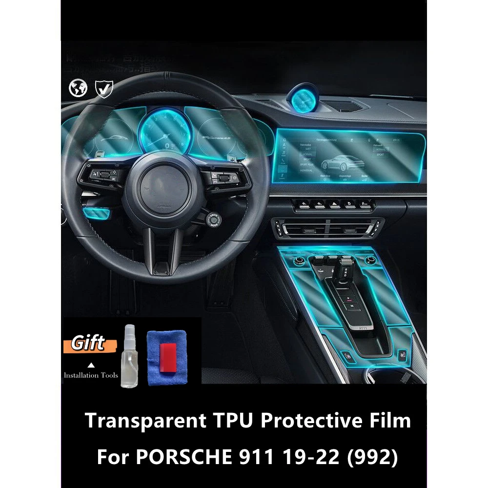 

For PORSCHE 911 19-22 992 Car Interior Center Console Transparent TPU Protective Film Anti-scratch Repair FilmAccessories Refit