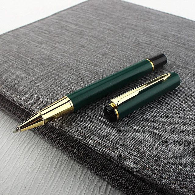Metal Green Luxury Ink Ballpoint Pen, Black Ink Medium Point 0.5mm Smooth Writing Metal Ball Point Pen Signature Pen 2