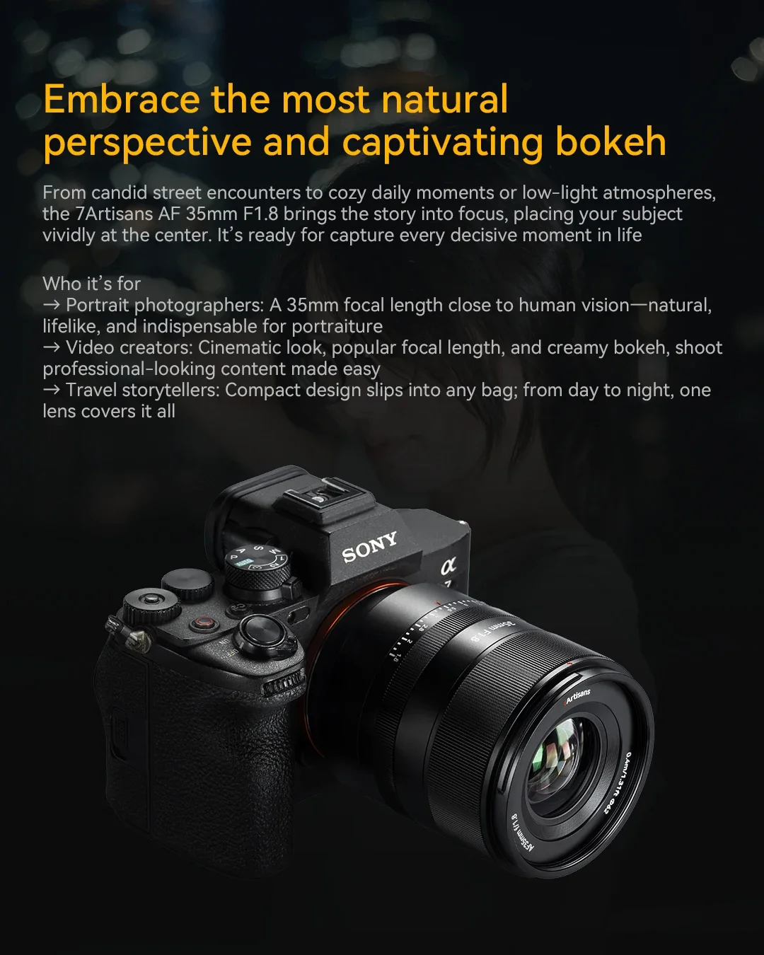 7artisans 35mm F1.8 Full Frame Lens Automatic Focus Fixed Focus Camera Lenses wi