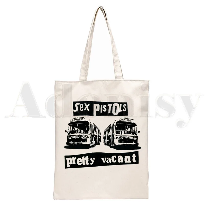 Sex Pistols Nostalgia Retro Rock Band Music Ullzang Handbag Women Elegant Canvas Bag Shoulder Bags Casual Shopping Girls Handbag
