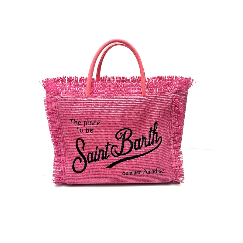 

SAINT BARTH Luxury Travel Large Capacity Women's Bag New Handmade Tassel Handbag Fashionable Casual Embroidered Straw Material