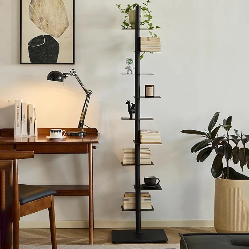 Libreria Alta In Metallo Nero Verticale Stretta Nordica Nordica Minimalista Libreria Organizer Unico Estante De Livros Mobili Da Camera