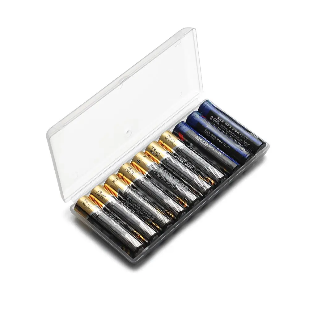 10 Slots Transparent Hard Plastic Battery Storage Box Hard Container Holder Case For AA/AAA/18650 Battery Organizer Accessories