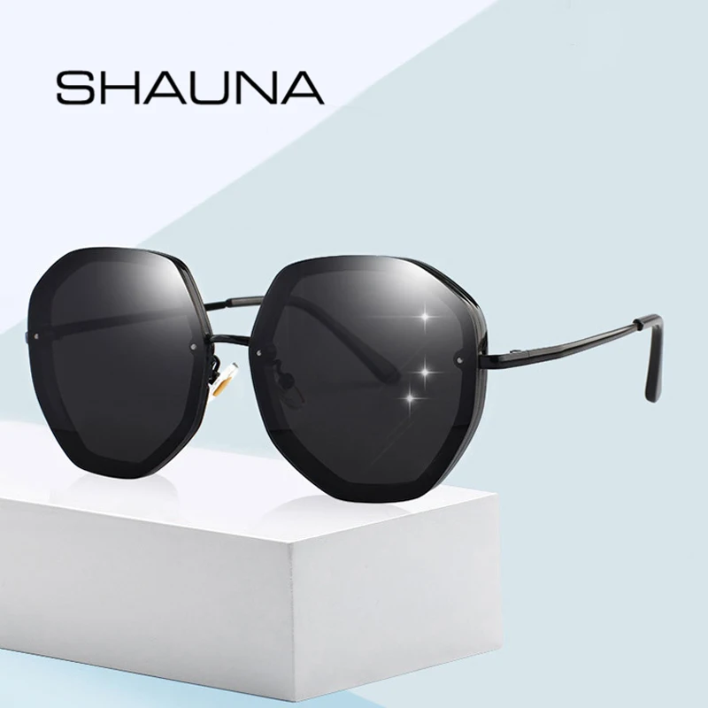 SHAUNA 2020 New Fashion Women Oversized Cateye Polarized Sunglasses High Quality Metal Frame Gradient Lens Driving Glasses Shade |