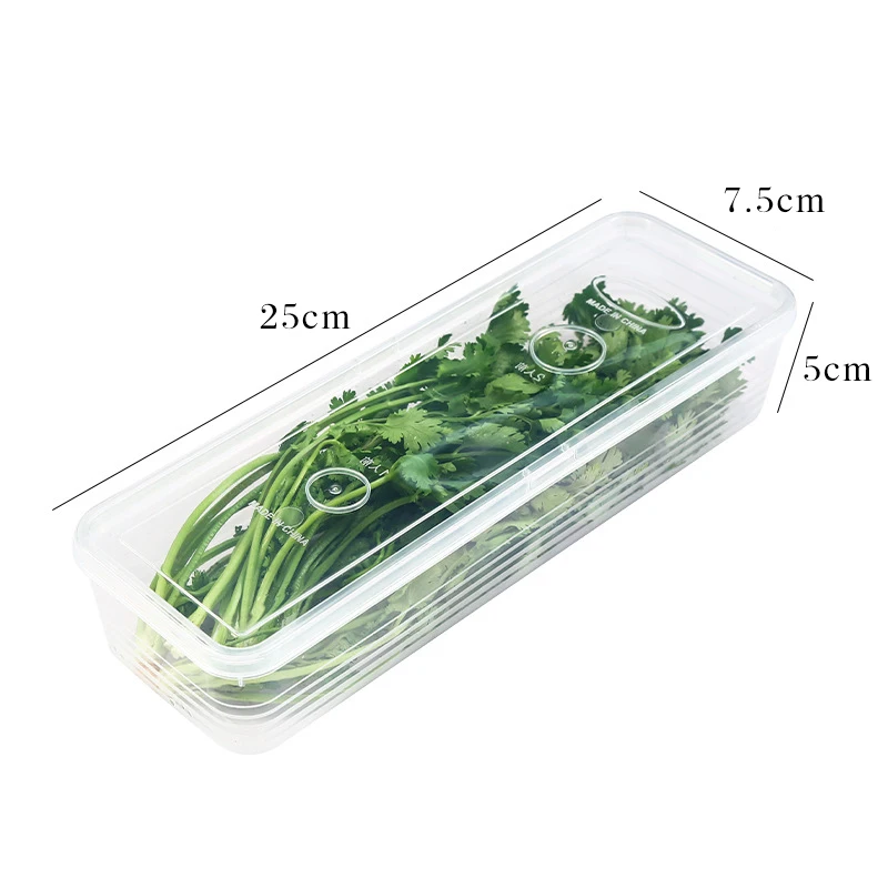 1/4Pcs Fresh Box Refrigerator Storage Box With Lid Scallions Food Container Crisper Sealed Kitchen Fresh Fruit Fridge Organiser