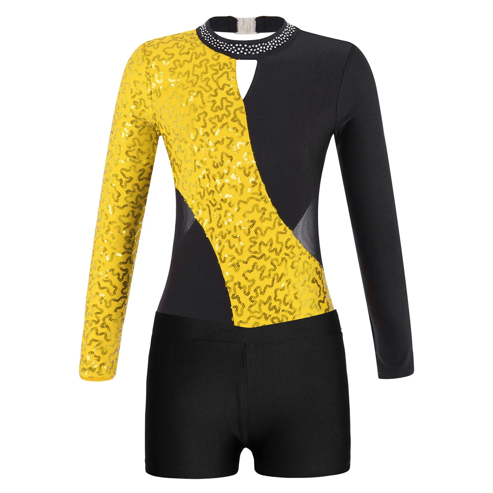 YiZYiF Enfant Fille Justaucorps Gymnastique Danse Manche Longue Epaule