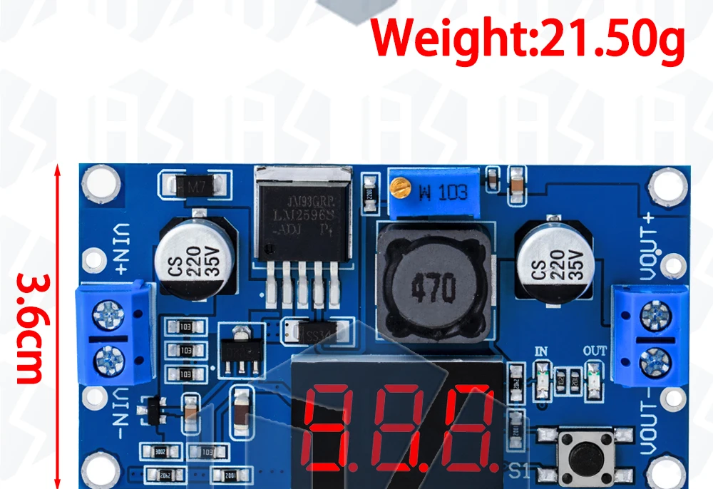 1~5PCS EGBO LM2596 LM2596S Leistungsmodul + LED-Voltmeter DC-DC Einstellbares Step-Down-Stromversorgungsmodul mit Digitalanzeige – Detail 29