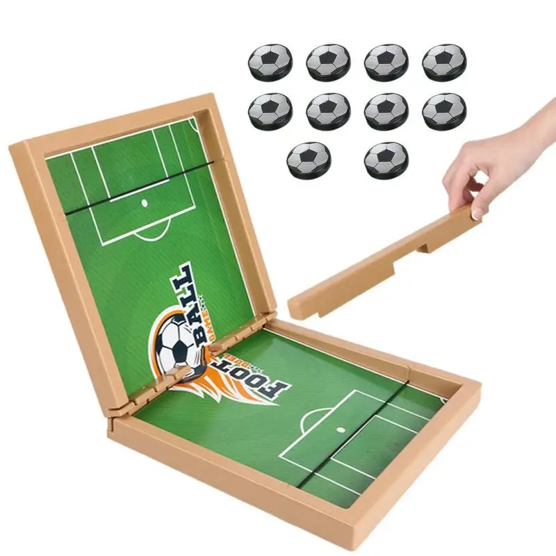 

Sling Puck Board Game Air Hockey Game With 10 Sling Pucks Soccer Themed Paced FoosballGame Mini Foosball Table For