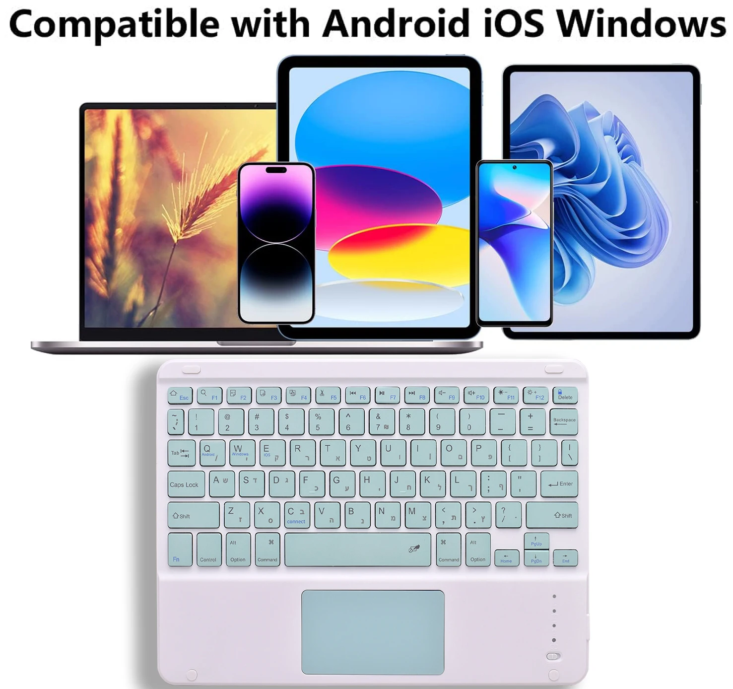 Hebrew Keyboard ipad 10.2 7th 8th 9th 10.5 Air 3 4 5 Pro 11 Samsung Tab S9 FE S9 S8 S7 A9+ A8 A7 Lenovo P11 Pro Xiaomi Pad 6 tablet keyboard ipad keyboard