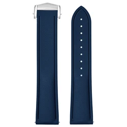 Universal Quick Release FKM Rubber Watch Strap - Premium Soft, Perfect Fit, Flat End - 22mm (Blue)