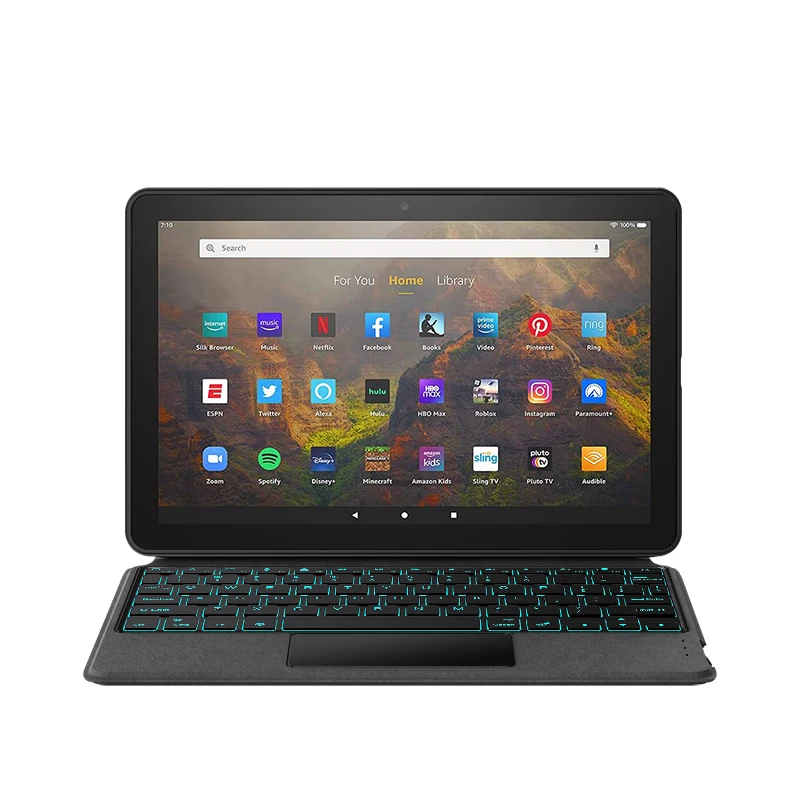 LiuShan Custodia Con Tastiera Staccabile Per Amazon Fire HD 10 (5ª/7ª/9ª Gen) - Layout Inglese QWERTY, Rosso