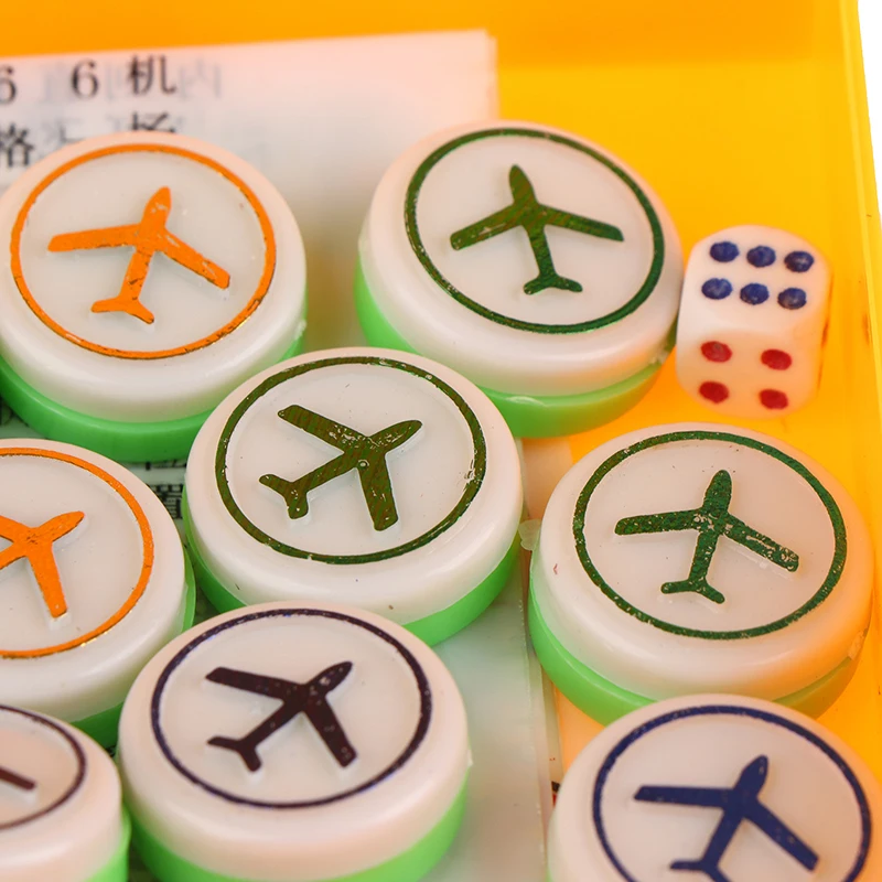 1Set Flying Chess Parent-Child Game Kids Aeroplane Chess Plastic Folding  Mini Flight Chess Kids Toys