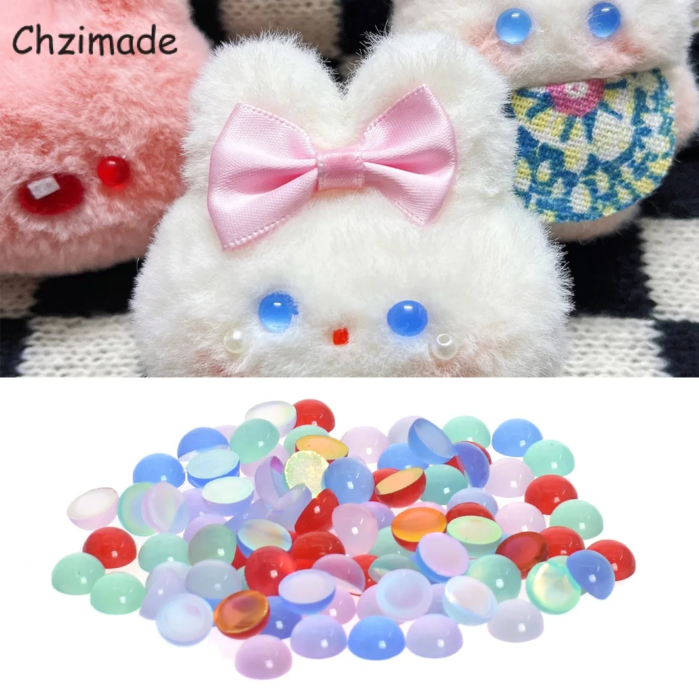 Chzimade 100Pcs Round Flat Eyes Resin Eyes for Stuffed Dolls Making Toys  Dolls Toy Plush Diy Sewing Accessories