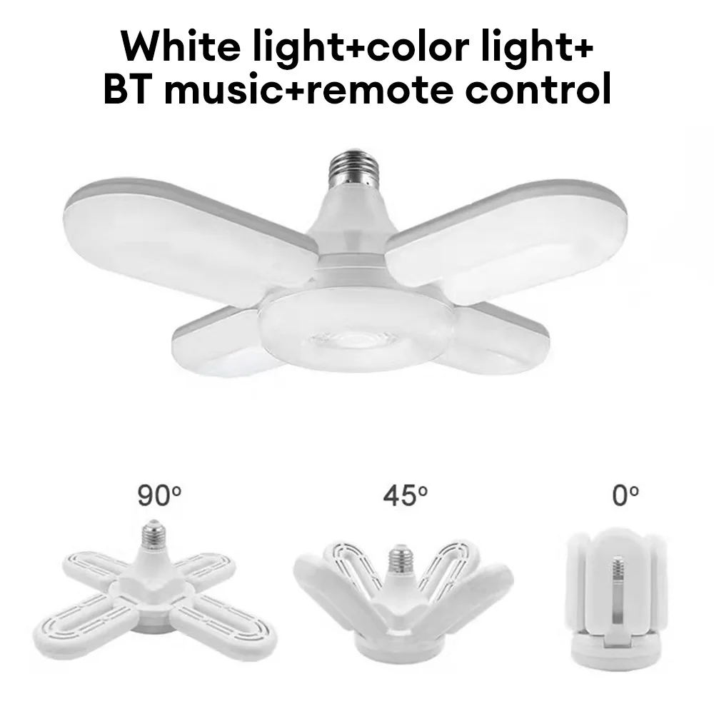 48W E27 inteligentna żarówka LED muzyka Bluetooth LED składane światło zdalne kontrola aplikacji oświetlenie do zastosowań muzycznych oświetlenie nowoczesne żyrandole wystrój domu