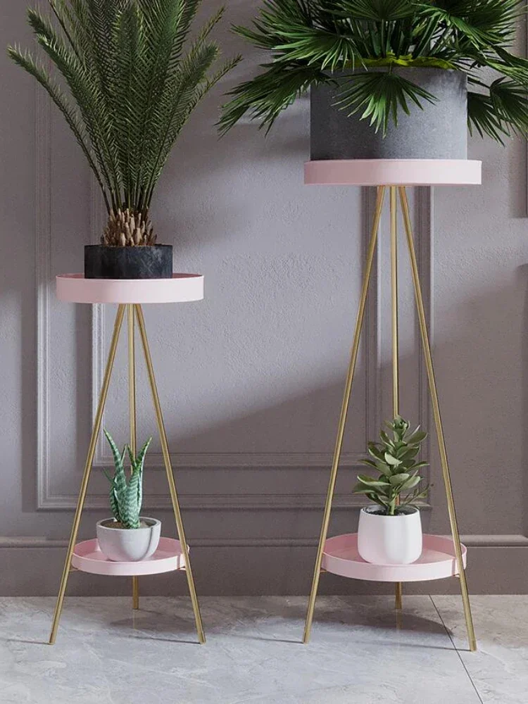 Light Luxury Metal Flower Rack-Modern Floor-Standing Plant Stand, Eco-Friendly Fashion Shelf, Living Room Green Rose Decor