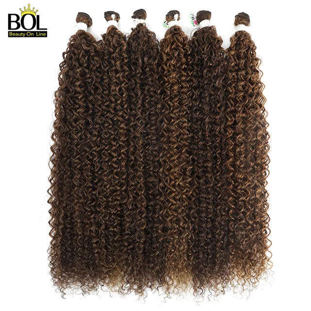 Extensions de cheveux synthétiques bouclés BOL, longs mèches bouclées Jerry, blond ombré, fausses tresses au crochet pour femmes, résistantes à la chaleur, ondulées 1