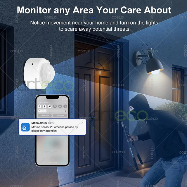 Zigbee PIR Motion Sensor Smart Human Body Movement Infrared Detector Burglar Alarm Sensors Works With EWelink Zigbee Gateway Z2M 3