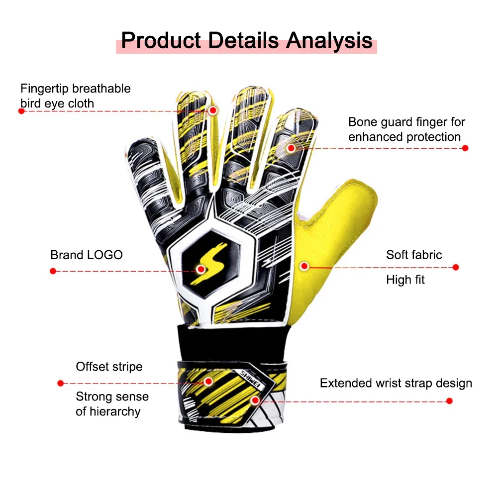 Goalkeeper Gloves Professional Breathable Soccer Goalie Gloves Thickened Full Finger Hand Protection Sports Training Accessories