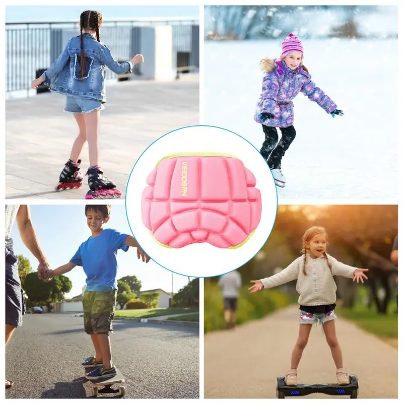 Kids EVA Paded Short Pants 3D Protection Hip Butt Protective Gear Adjustable Strap Waist Guard Impact Pad for Ski Ice Skating