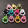 Baby Nursing Bracelets Teether Toys Silicone Beech Ring Beads Teething Wood Rattles Fidget Toys Newborn Accessories BPA Free 4