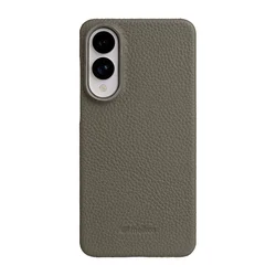 Luxury Handmade Genuine Leather Phone Case - Premium Cowhide Cover - S25 Edge (Grey)