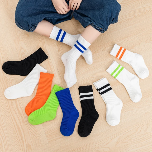 Calcetines largos hasta la rodilla para niño y niña, calcetín de tubo para  uniforme escolar, blanco, estudiante, negro - AliExpress