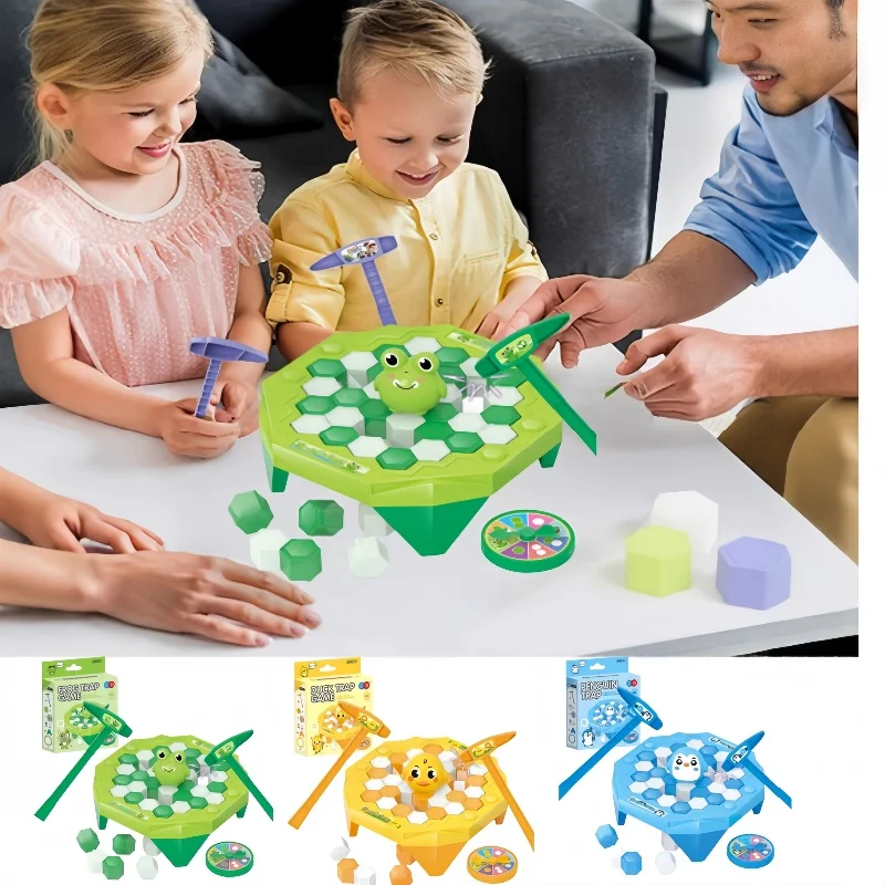 【Sleek】 Cute Penguin Knock Ice Cube Breaking Board Game Save Frog Parent-Child Interactive Game Thinking Training Toy