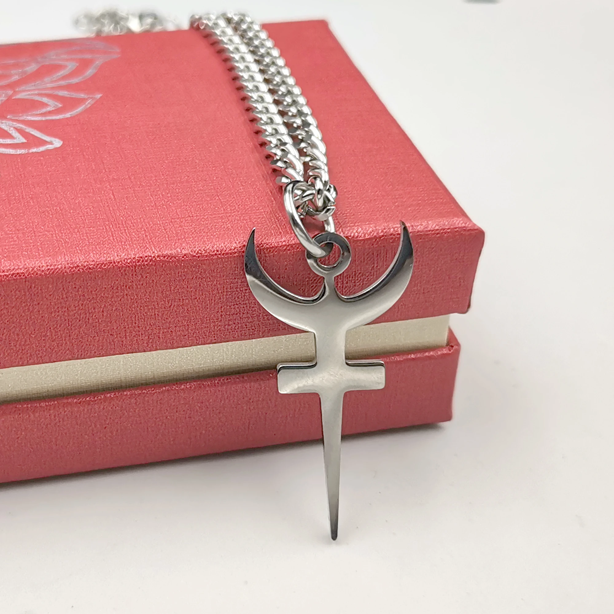 Hades Symbol Necklace Religious Trident Pendant Stainless Steel Ancient Greek Amulet Necklace Perfec Gift for Sailors Chain 24'' 3