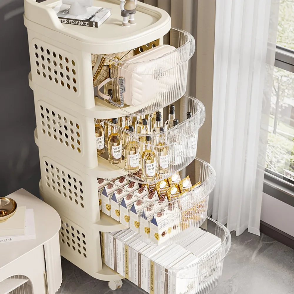 Snack Cabinet Cart Trolley Multi-Layer Snack Cabinet Cart Movable Bookshelf Rolling Drawer Storage Cabinets Drawer-Type Trolley