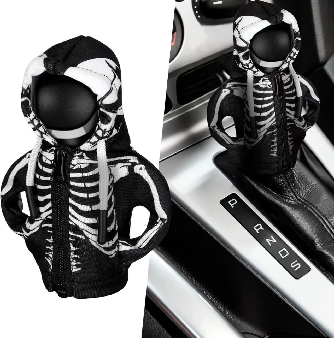Hoodie-Style Plush Gear Shift Knob Cover Anti-Slip Protector Auto Accessories for Women Sedan SUV Interior