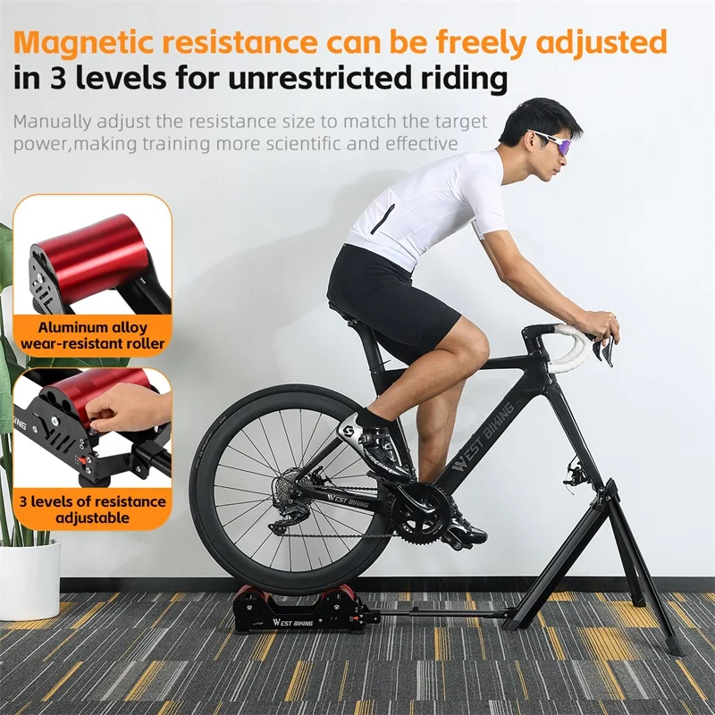 WEST BIKING Portable Bicycle Magnetic Resistance Roller Training