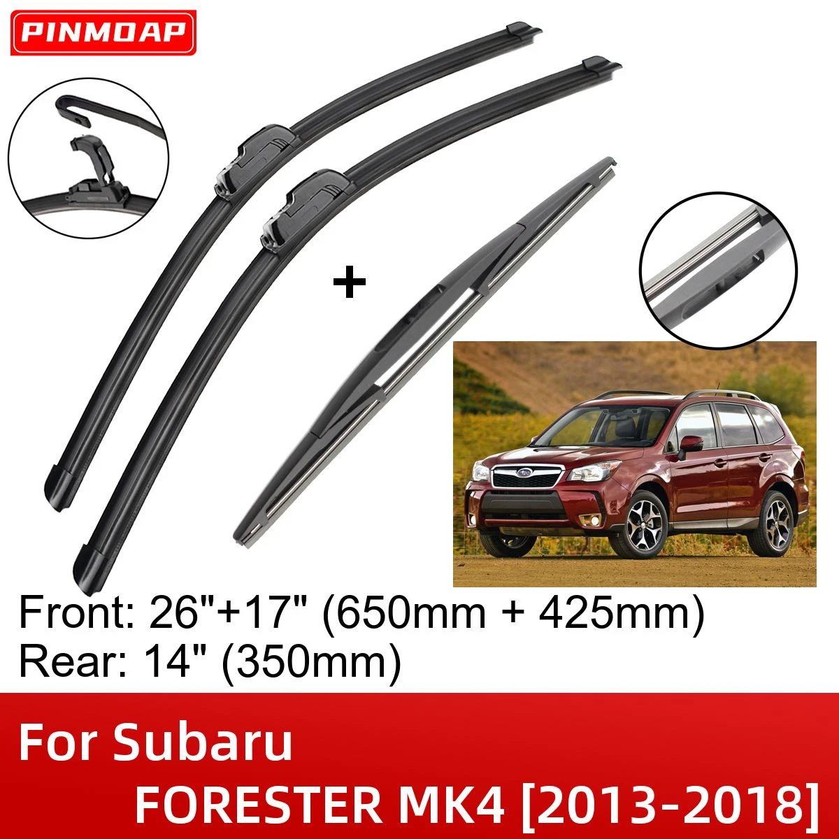For Subaru FORESTER MK4 20132018 Front Rear Wiper Blades Brushes
