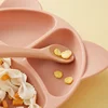 Children's Dishes Baby Silicone Sucker Bowl Baby Bear Face Plate Tableware Set Smile Face Baby Tableware Set Retro Kids Plate 2