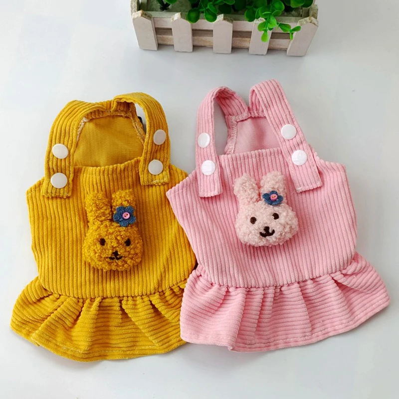 Dog Dress Corduroy Skirt Dogs Clothes Pets Clothes Strap Dress Princess Skirt Suspenders Corduroy Base Sleeveless