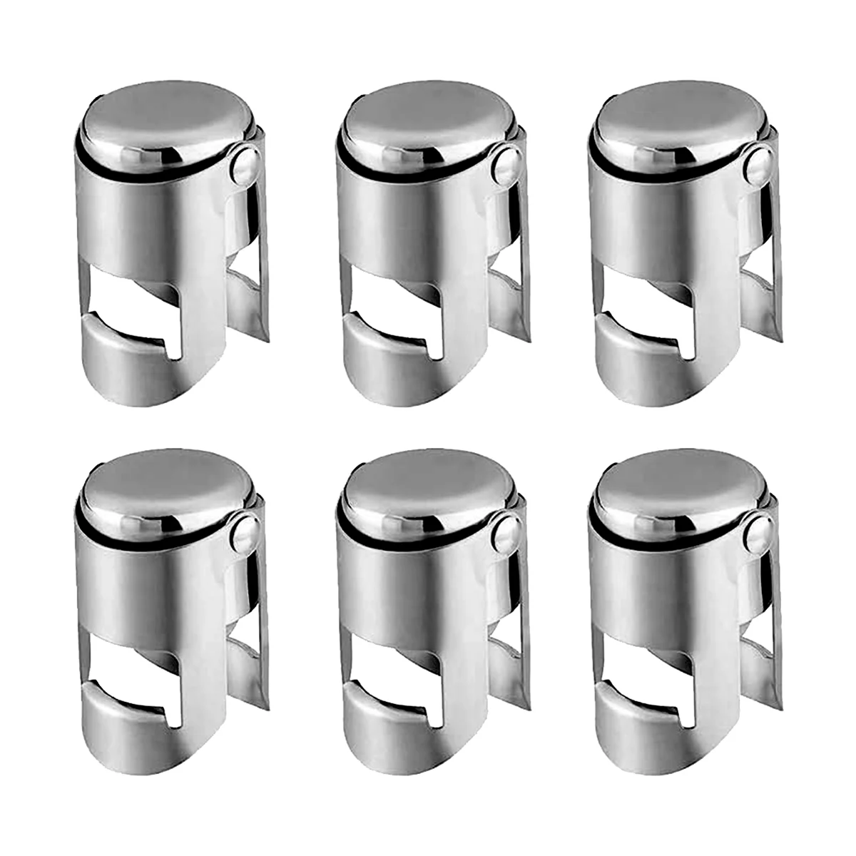 

Stainless Steel Champagne Stopper, Sealer, Cork, Saver (Pack of 6)