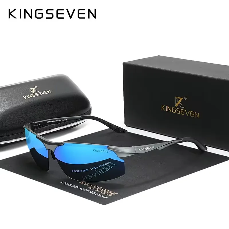 Lunettes de soleil polarisées KINGSEVEN pour pêche en mer - Verres miroir aluminium aviation qualité premium