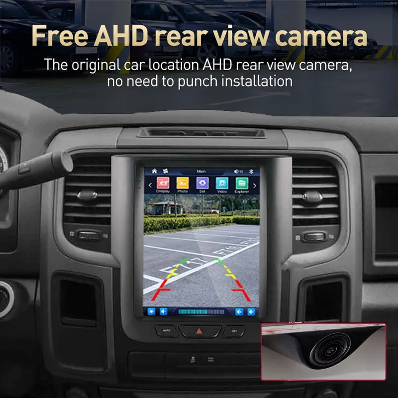 Android Auto For Dodge Ram Pickup 1500 2013- 2018 Car Radio Android Tesla Screen Stereo Multimedia Player Carplay 8+256G