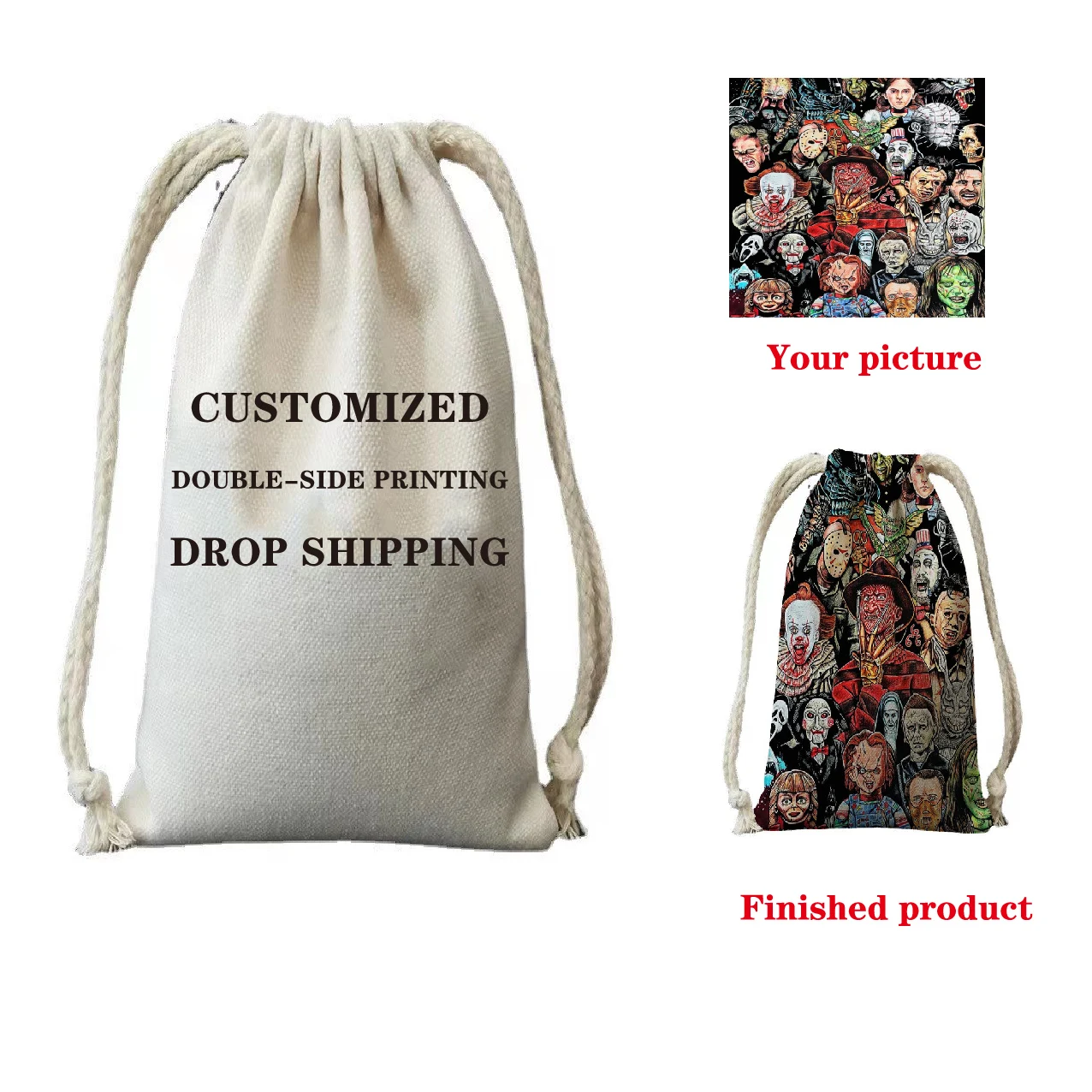 

Personalized Drawstring Bag Women Men Casual Backpack Travel Bag Women Linen Drawstring Bag On Custom Image/Logo/Name