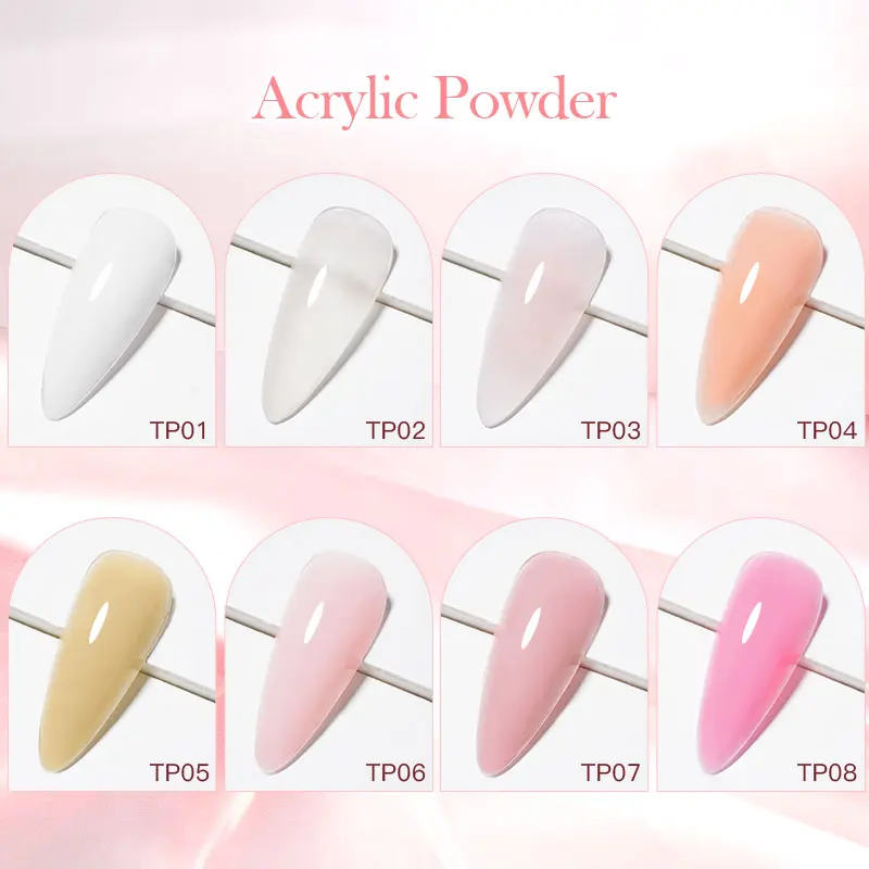 Mtssii Acrylic Powder Liquid Crystal Powder White Clear Pink For Nail Extension Nail Carving Without UV Lamp Nail Art Design 3