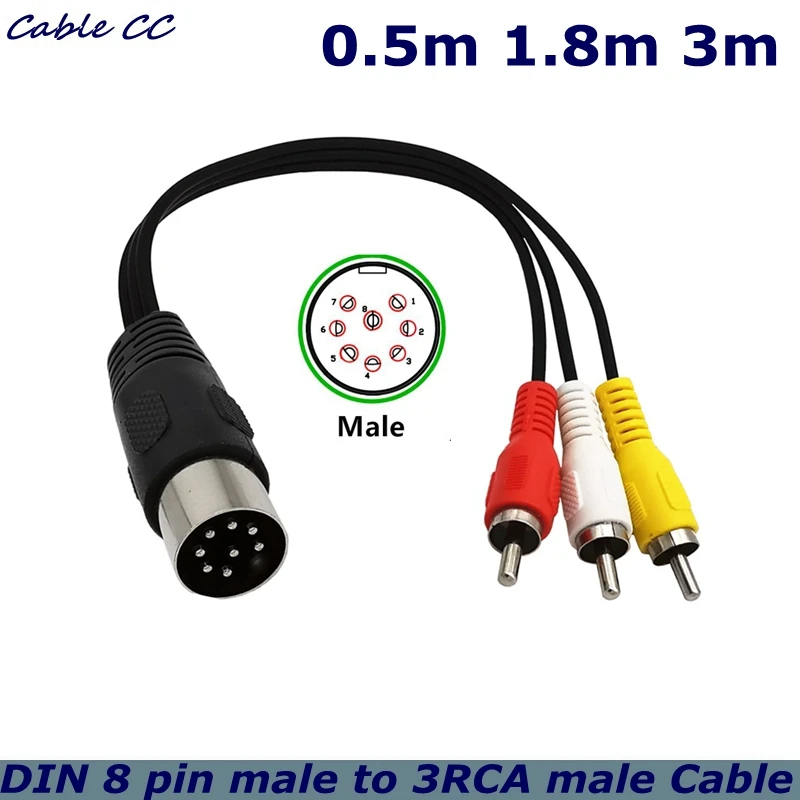 

Кабель-переходник с разъемами 8pin на 3RCA Lotus «папа», 0,5 м, 3 м