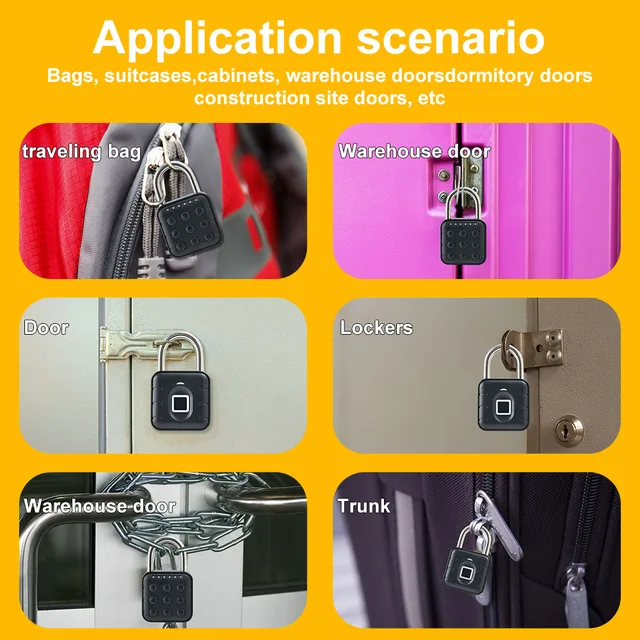 Tuya Bluetooth Smart Pad lock Biometric Digital Padlock Waterproof Code Fingerprint Electric Door Lock candados for Luggage Bag 5