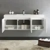 60 Inch White Wall Hung Modern Double Bathroom Vanity - Includes Integrated White Sink with 3 Cabinets - Faucet Not Included 6