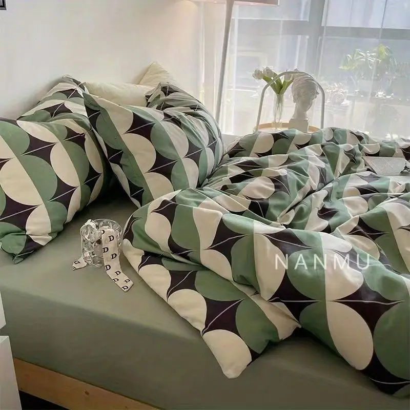 Ins Black Bowknot Bedding Set Pink Bed Flat Sheet Duvet Cover Twin Full Queen Princess Style Bed Linen Girls Floral Quilt Cover