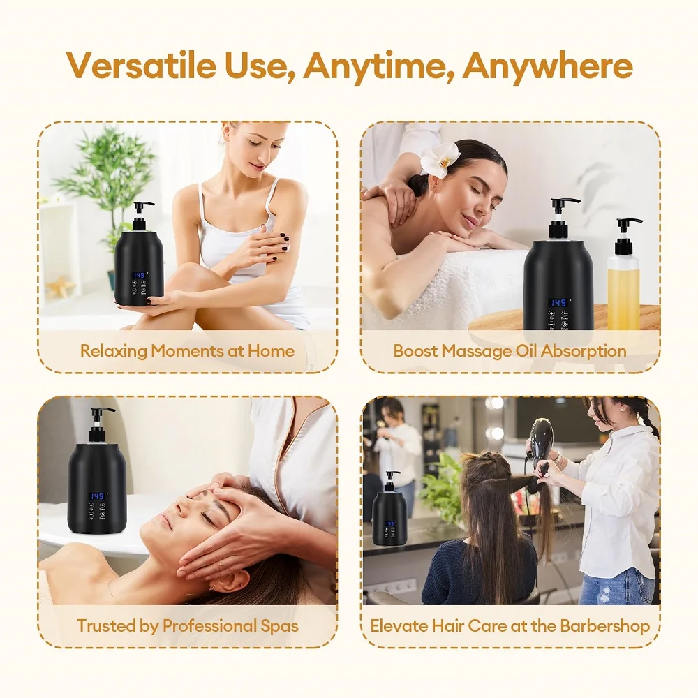 Massage Oil Heater Lotion Essential Cream Bottle Warmer LED Display Temperature Control Quick Heating Body Oils For Salon SPA
