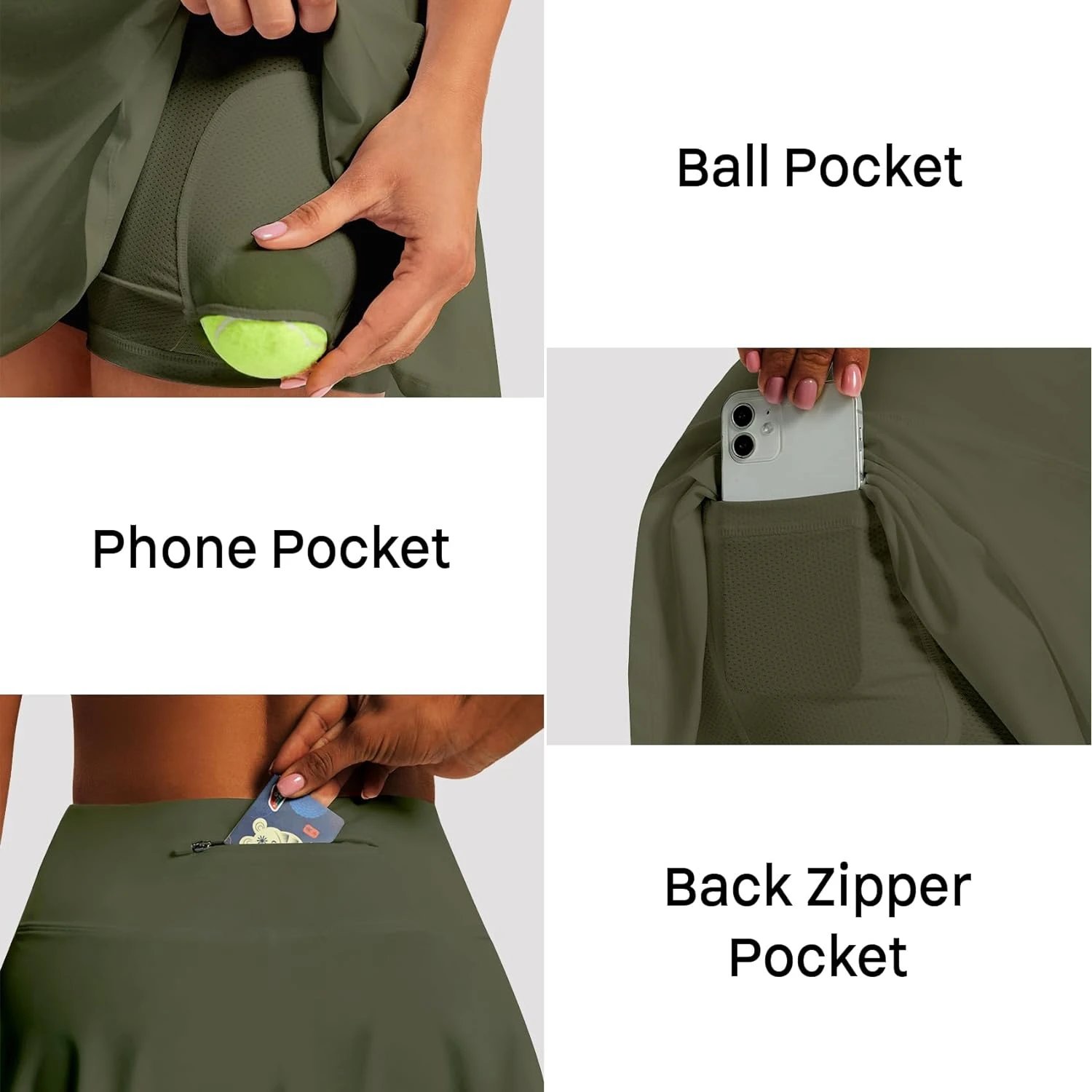 Lightweight Athletic Women's High Waist Pleated Tennis Skirt with 4 Pockets Ideal for Running and Golf-LXNMGO Fitness Skorts