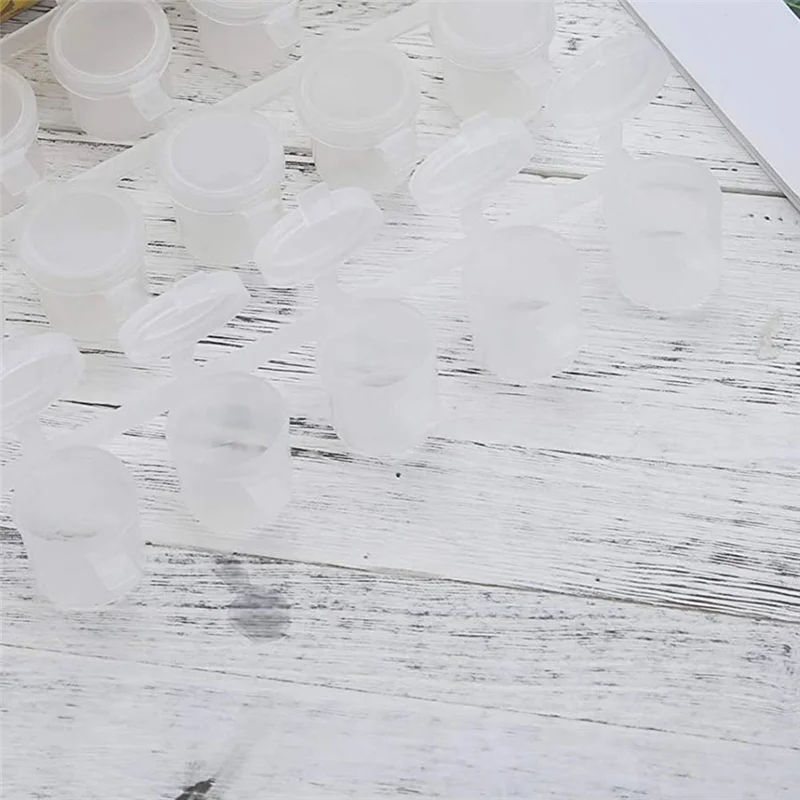 5 Strips 30 Pots Empty Paint Strips Paint Cup Pots, 10Ml/ 0.35Oz Mini Paint Pot Strips Clear Plastic Storage Containers 5