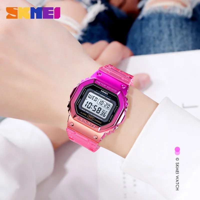 SKMEI 1622 Colorful Ladies Watches for Women Luxury Shockproof Teenager Girls Wristwatches Waterproof Digital Women's Watch 1999 4