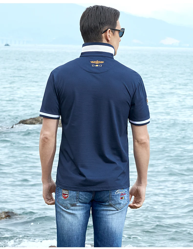 New Summer Straight Men's Business Polo Short Sleeved Bruce&Shark Fashion Mercerized Cotton T-shirt Man Breathable Big Size 4XL 15 Sa08b80448ad140e0bfbf516443fb1f4f1